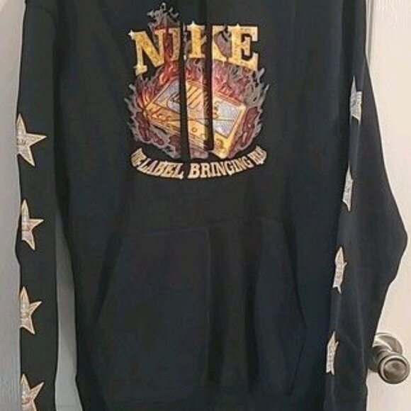 Nike Sportswear Men's Size Medium Heat Label Graphic Black Hoodie FB9052-010 New - Picture 1 of 7